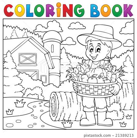Coloring book farmer with harvest 2 21389213