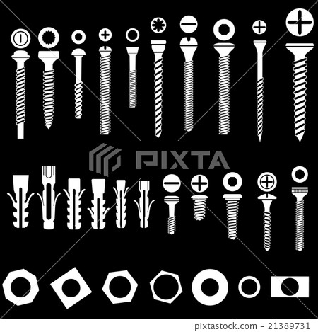 silhouette of Screws nuts and wall plugs 21389731