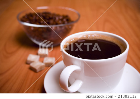 cup of coffee, sugar and beans cup of coffee, sugar and beans 21392112