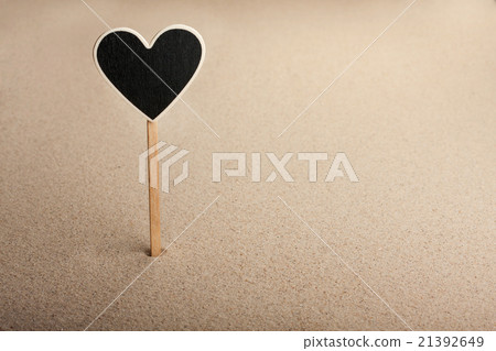Pointer, ads board in the form heart in the sand Pointer, ads board in the form heart in the sand 21392649