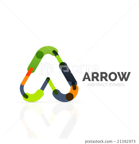 Linear arrow abstract logo, connected multicolored 21392973