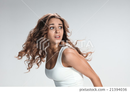 The young woman's portrait with frightened The young woman's portrait with frightened 21394036
