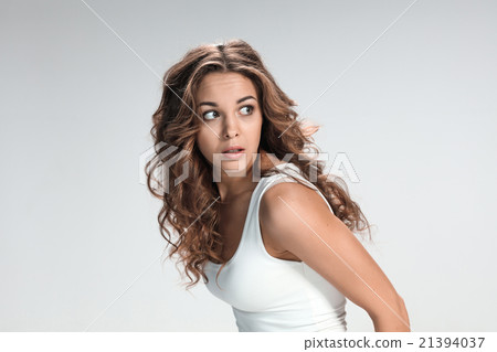 The young woman's portrait with frightened The young woman's portrait with frightened 21394037