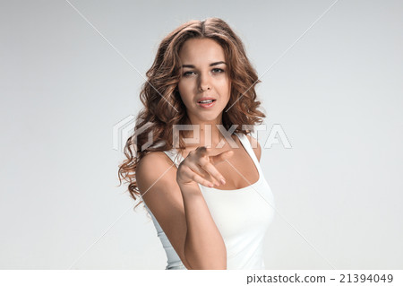 The happy woman on gray background The happy woman on gray background 21394049