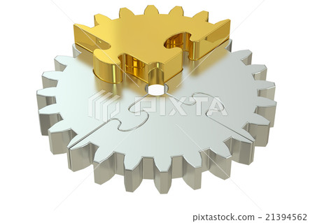 Business concept with gear puzzle, 3D rendering Business concept with gear puzzle, 3D rendering 21394562