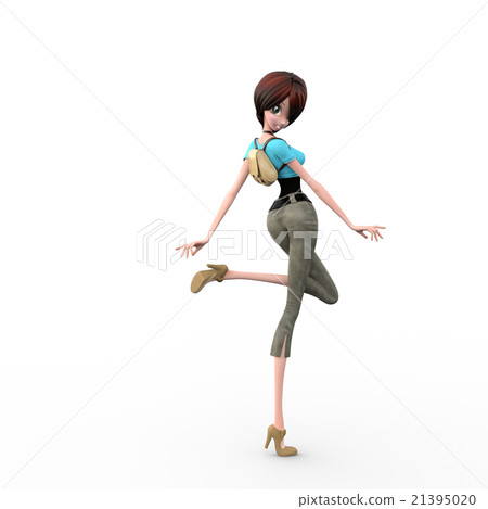 A young lady carrying a backpack perming3DCG Illustration material A young lady carrying a backpack perming3DCG Illustration material 21395020