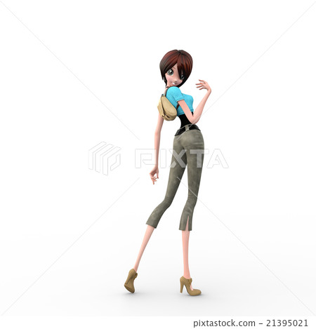 A young lady carrying a backpack perming3DCG Illustration material A young lady carrying a backpack perming3DCG Illustration material 21395021