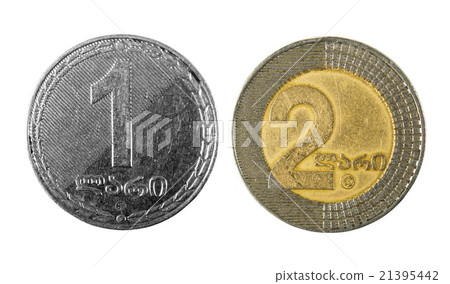 georgian money lari coins on white georgian money lari coins on white 21395442