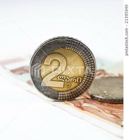 georgian money lari coin on white georgian money lari coin on white 21395840