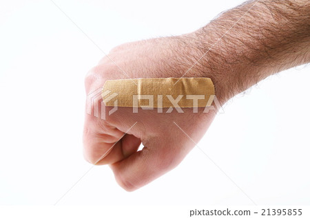 male hand with the band aid male hand with the band aid 21395855