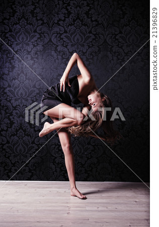 Beautiful girl in black dress  21396829