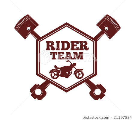 Motorcycle label badge vector. Black icon and moto 21397884