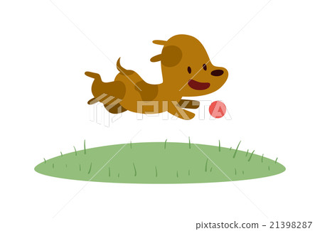 Vector Cute Doggy play and running with red ball 21398287