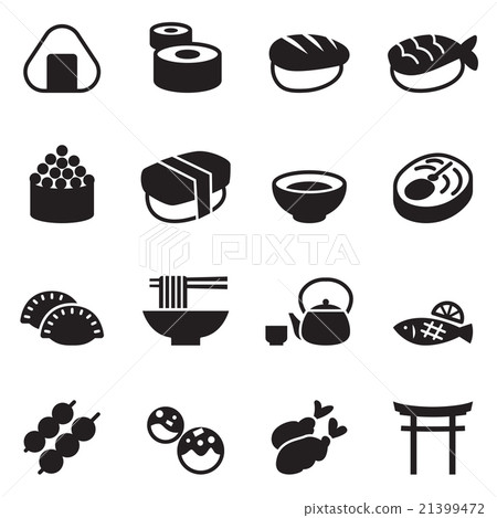 Basic Japanese food icons set 21399472