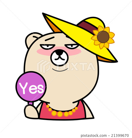 Cartoon bear with Yes Sign 21399670