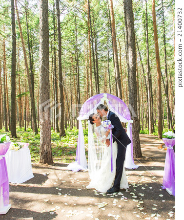 wonderful stylish rich happy bride and groom 21400732