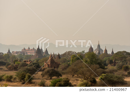 Pagoda landscape the plain of Bagan , Myanmar 21400967