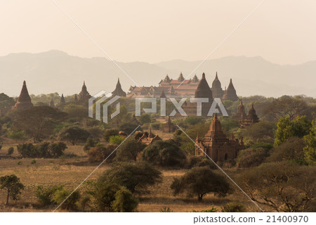 Pagoda landscape the plain of Bagan , Myanmar 21400970