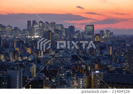 東京的城市景觀 - 新宿方向 21404526