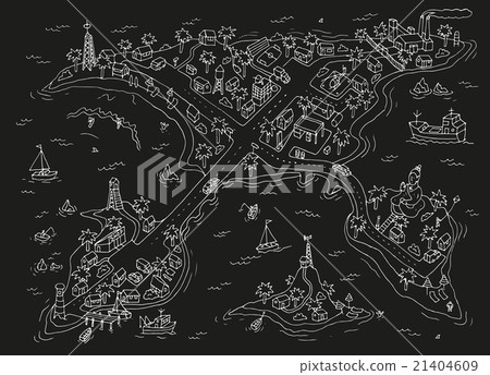 Doodle islands map. Top view of the islands. Doodle islands map. Top view of the islands. 21404609
