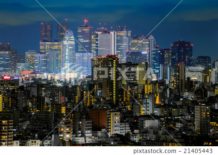 Shinjuku sub city center, night view, skyscraper 21405443