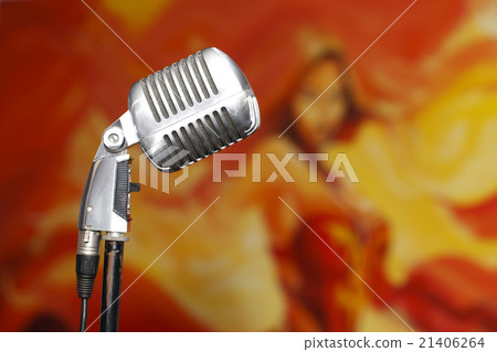 chrome retro microphone close-up, karaoke chrome retro microphone close-up, karaoke 21406264