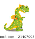 Toy dinosaur in a flower on a white background. 21407008
