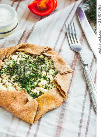 baked crispy rye biscuit with goat cheese, herbs baked crispy rye biscuit with goat cheese, herbs 21407369