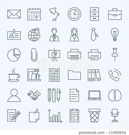Line Business Office Icons Set - Stock Illustration [21409938] - PIXTA
