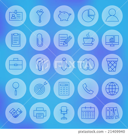 Line Circle Web Business Office Icons Set 21409940