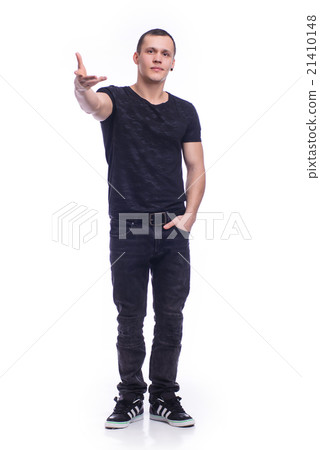 Hip Hop Style Dancer performing isolated on a white background 21410148