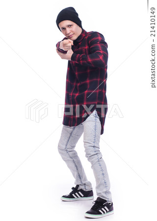 Hip Hop Style Dancer performing isolated on a white background 21410149