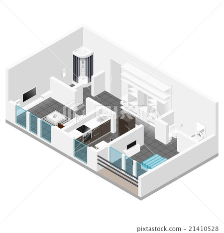 Residential apartment with balcony isometric icon Residential apartment with balcony isometric icon 21410528