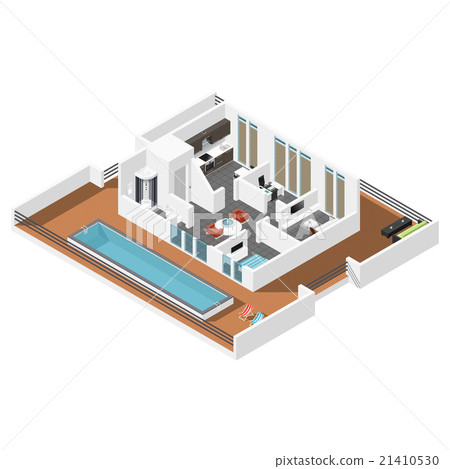 Penthouse apartment isometric icon set Penthouse apartment isometric icon set 21410530