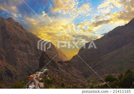 Sunset in canyon Masca at Tenerife island - Canary 21411185
