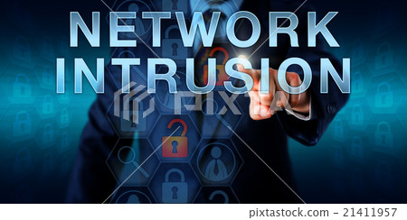 Cybercriminal Intruder Touching NETWORK INTRUSION 21411957