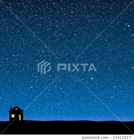 Vector silhouette of the house on the star sky. 21412917