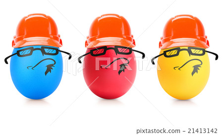 Concept of Easter egg with emotions faces isolated Concept of Easter egg with emotions faces isolated 21413142