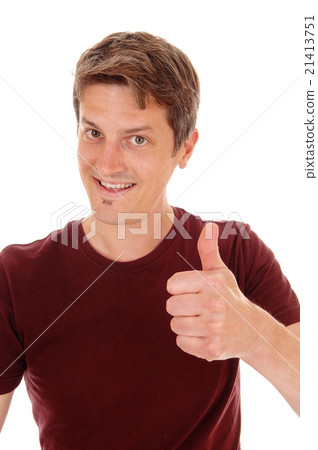 Young man with thump up. Young man with thump up. 21413751