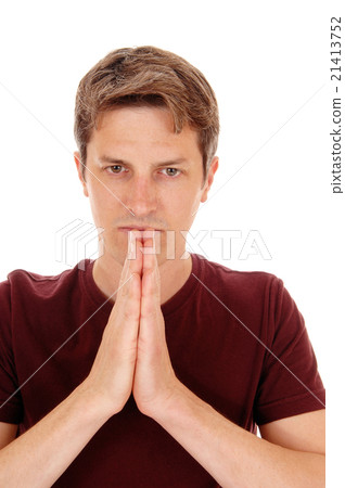 Handsome man with folded hands. 21413752