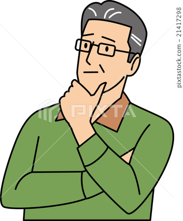 Male in his 60s thinking with arms 21417298