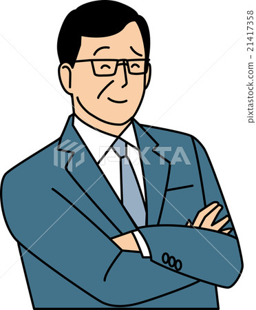 50歲的商人，雙臂微笑 21417358