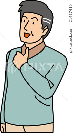 Male in his 60s raising his thumb 21417419