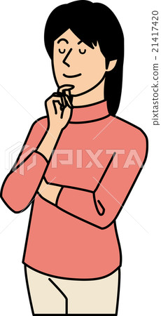 Women in their 30s thinking with arms 21417420