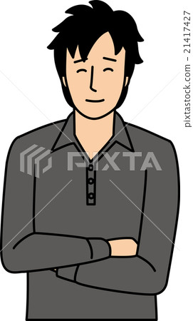 二十幾歲的男人,雙臂微笑 二十幾歲的男人,雙臂微笑 21417427