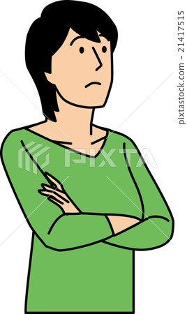 Women in their 30s thinking with arms 21417515