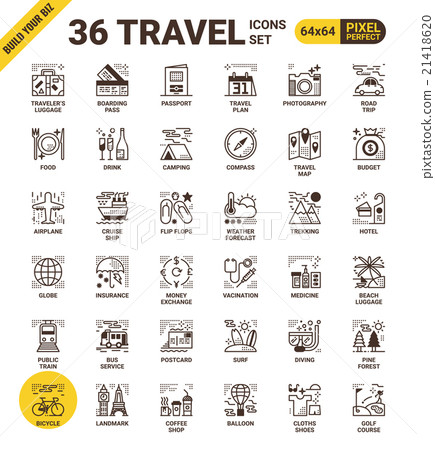 Travel pixel perfect icons 21418620