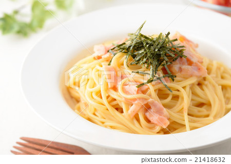 Cream pasta with cod and bacon Cream pasta with cod and bacon 21418632