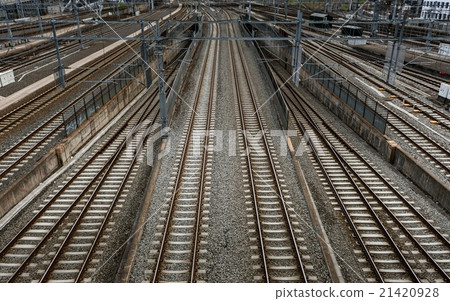 Cargo trains in old train depot 21420928