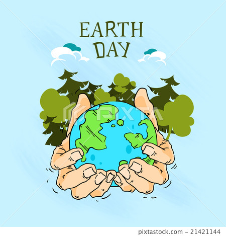 Earth Day Hands Hold Globe With Trees Forest 21421144